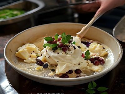 厨师在现代厨房制作榴莲班戟甜品，榴莲奶油馅料丰厚，榴莲香气扑鼻，性福宝榴莲视频甜品制作教程画面